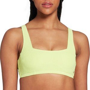 CALIA Women's Square Neck Crinkle Under Bikini Top Large Green